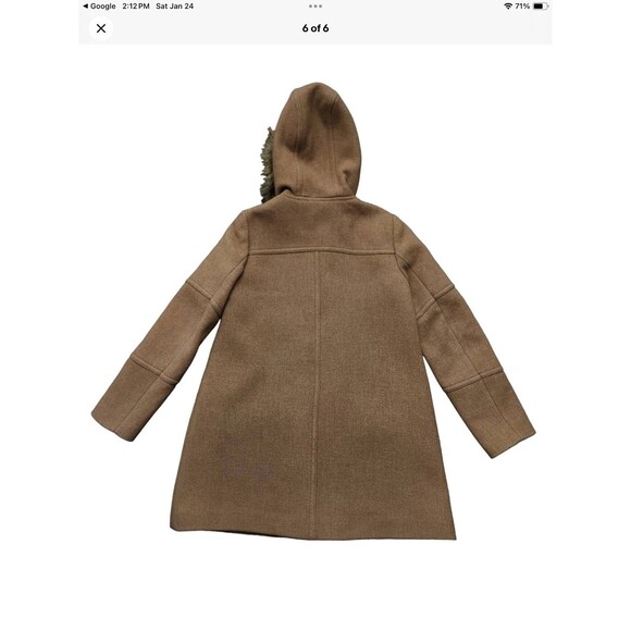 J. Crew Tan Pea Coat with Fur Hood - Picture 6 of 9